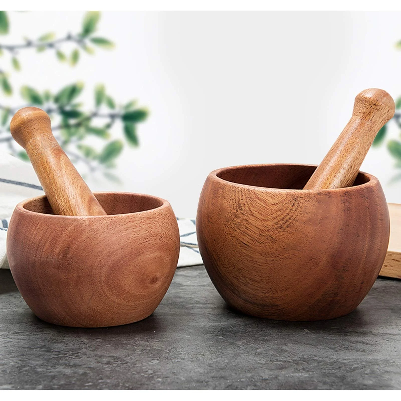 Ступка з товкачиком Дерев'яна для спецій і кухонного використання (Велика), фото №7