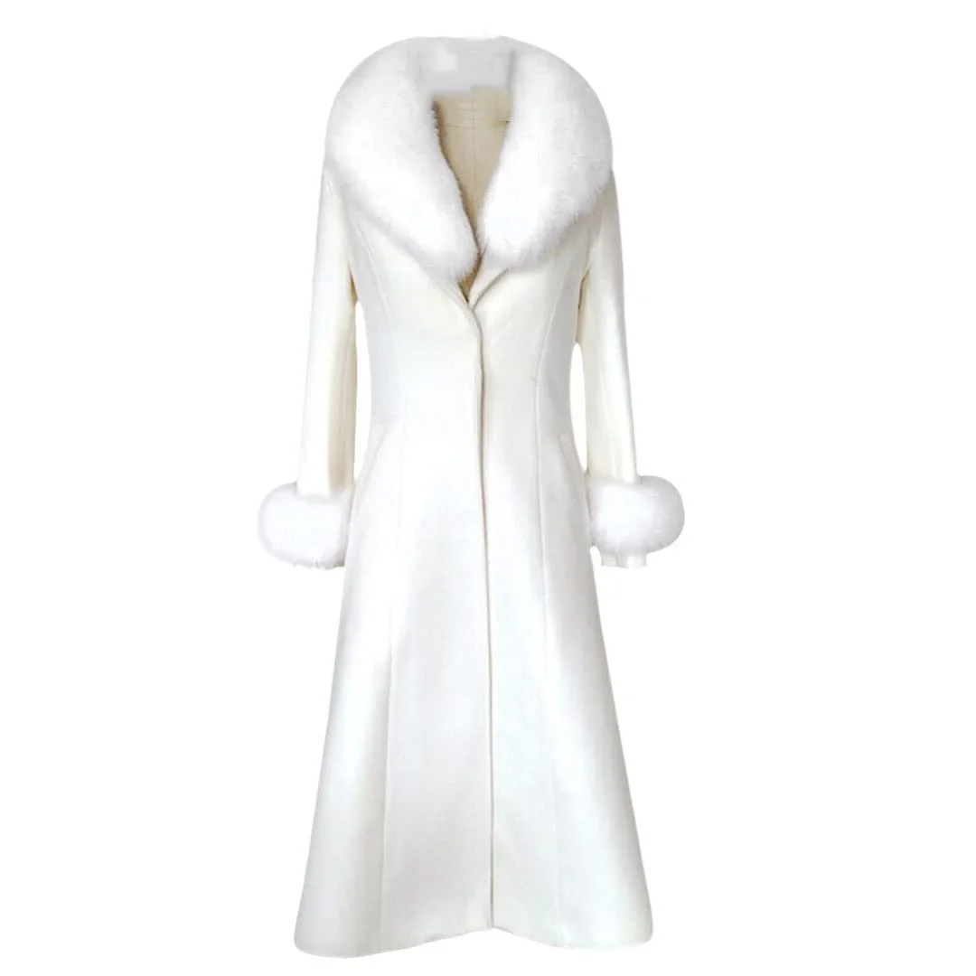 Вовняне пальто Alloaone жіноче осіннє з хутряним коміром тепле довге модне зимове, фото №1 Вовняне пальто Alloaone жіноче осіннє з хутряним коміром тепле довге модне зимове, фото №1