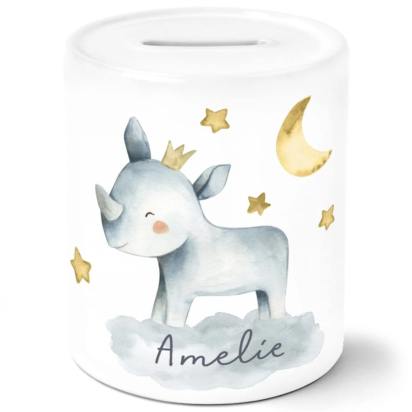 Скарбничка дитяча Animal Motifs Rhino Lion Elephant Watercolour Керамічна, фото №1