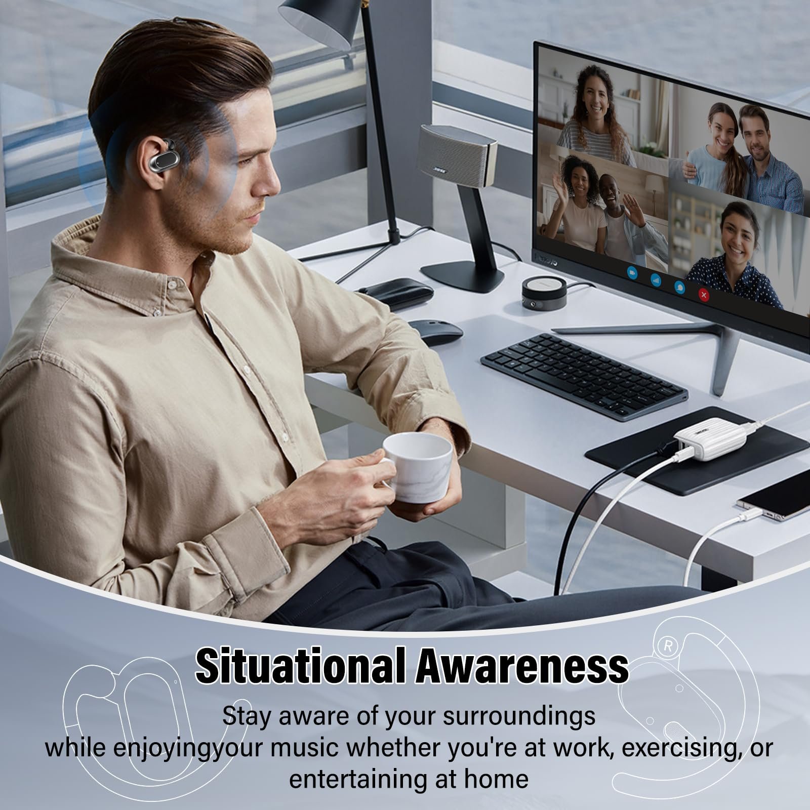 Навушники-перекладач AI, для голосового перекладу в реальному часі 164 мови з додатком, 6 режимів перекладу, фото №4