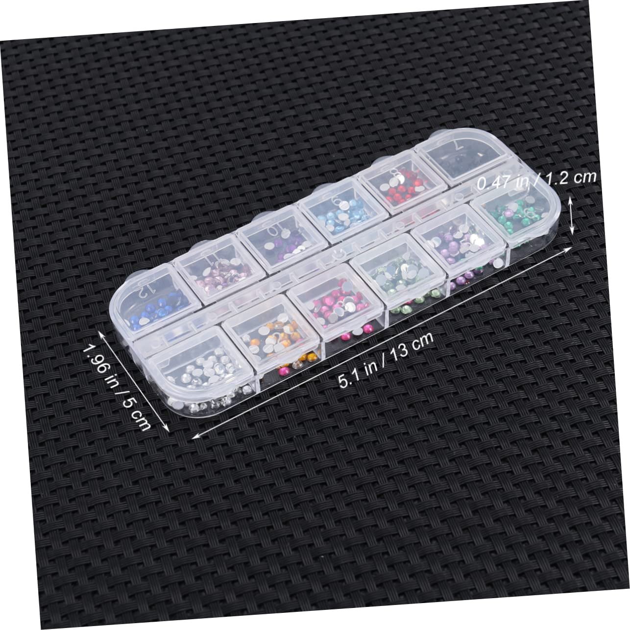 Стрази Healeved плоска задня частина, круглий діамантовий зріз, скляні з прозорим контейнером, кольорові, фото №2