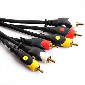 Кабель Audio-Video 3хRCA папа GOLD connector CU круглий чорний 3,0 м Пакет Преміум Q100 - Фото 1
