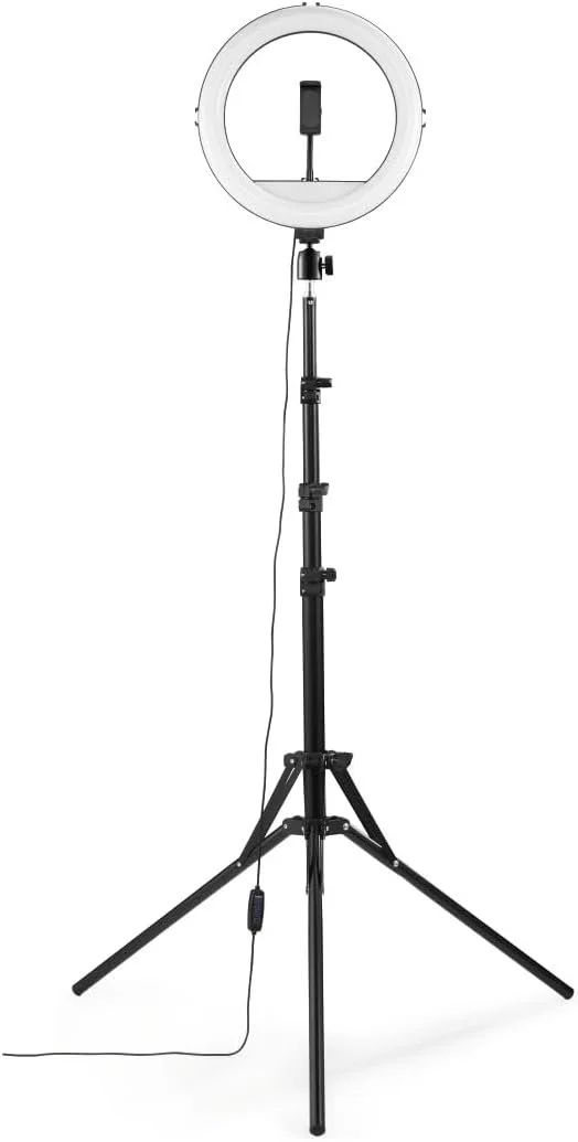 Кільцева LED лампа зі штативом Hama 00004659 Чорна, фото №1 Кільцева LED лампа зі штативом Hama 00004659 Чорна, фото №1