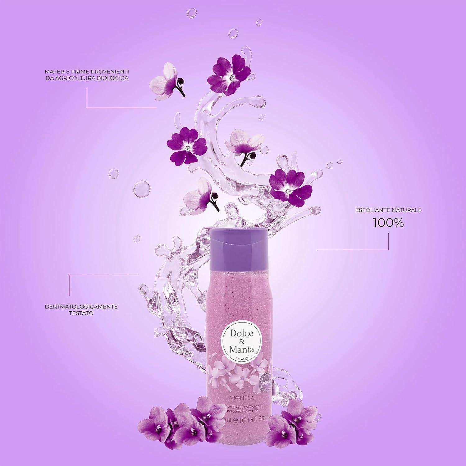 Гель-скраб для душа Dolce & Mania Violetta 300 мл с ароматом фиалки, фото №2