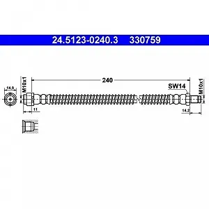 Тормозной шланг ATE 24.5123-0240.3 для MERCEDES-BENZ, задний мост - Фото 1