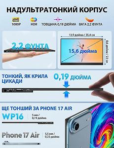 Монитор портативный 15.6" HONGO P156A06 Full HD IPS 60 Гц synthetic.ua - Фото 1