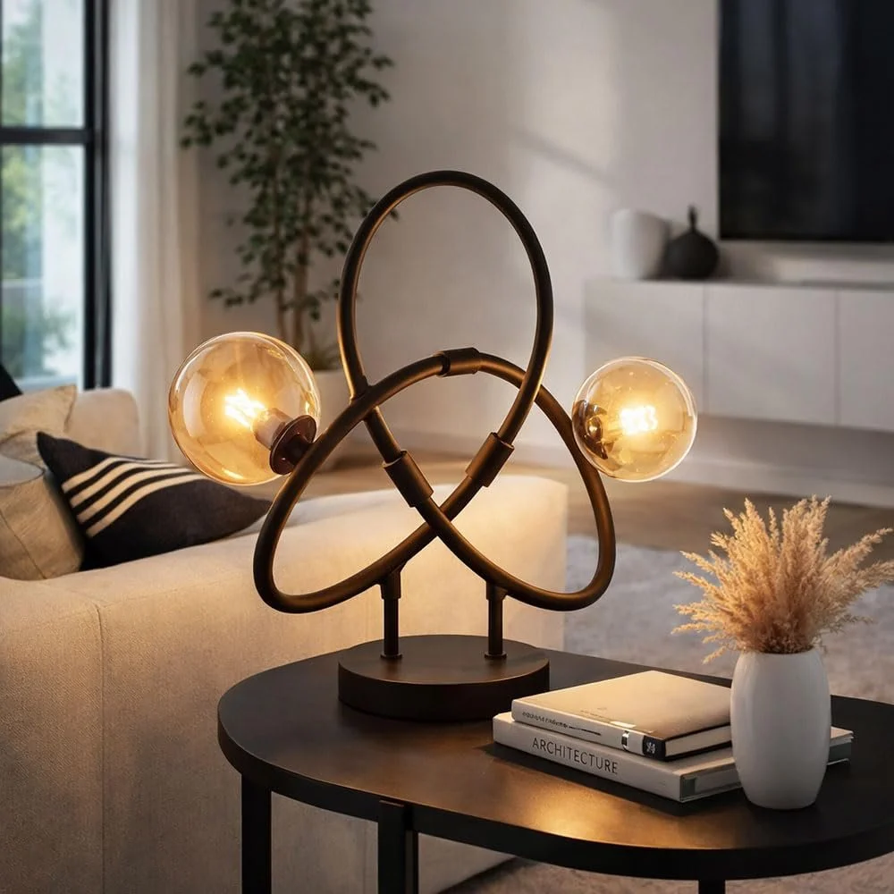 Настольная лампа Globo LED Retro Edison 2 лампы Янтарный/Черный, фото №3