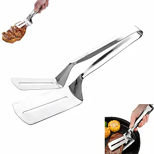 Лопатка-зажим для гриля Griddle Spatula из нержавеющей стали 304 2-в-1 для рыбы и стейков - Фото 1