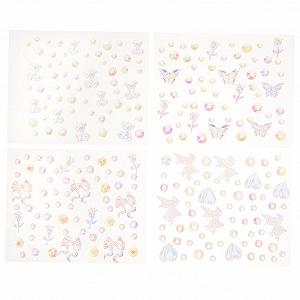 Наклейки со стразами 4 листа, подвески для ногтей, набор страз для ногтей Gemuse, пластиковые стразы - Фото 1