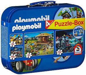 Пазл Schmidt Spiele Playmobil 2 55599 в металлической коробке 2x60 и 2x100 элементов разноцветный - Фото 1