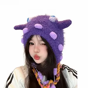 Вязаная шапка Зима 2024 Смешная, Вязаная - Фото 1