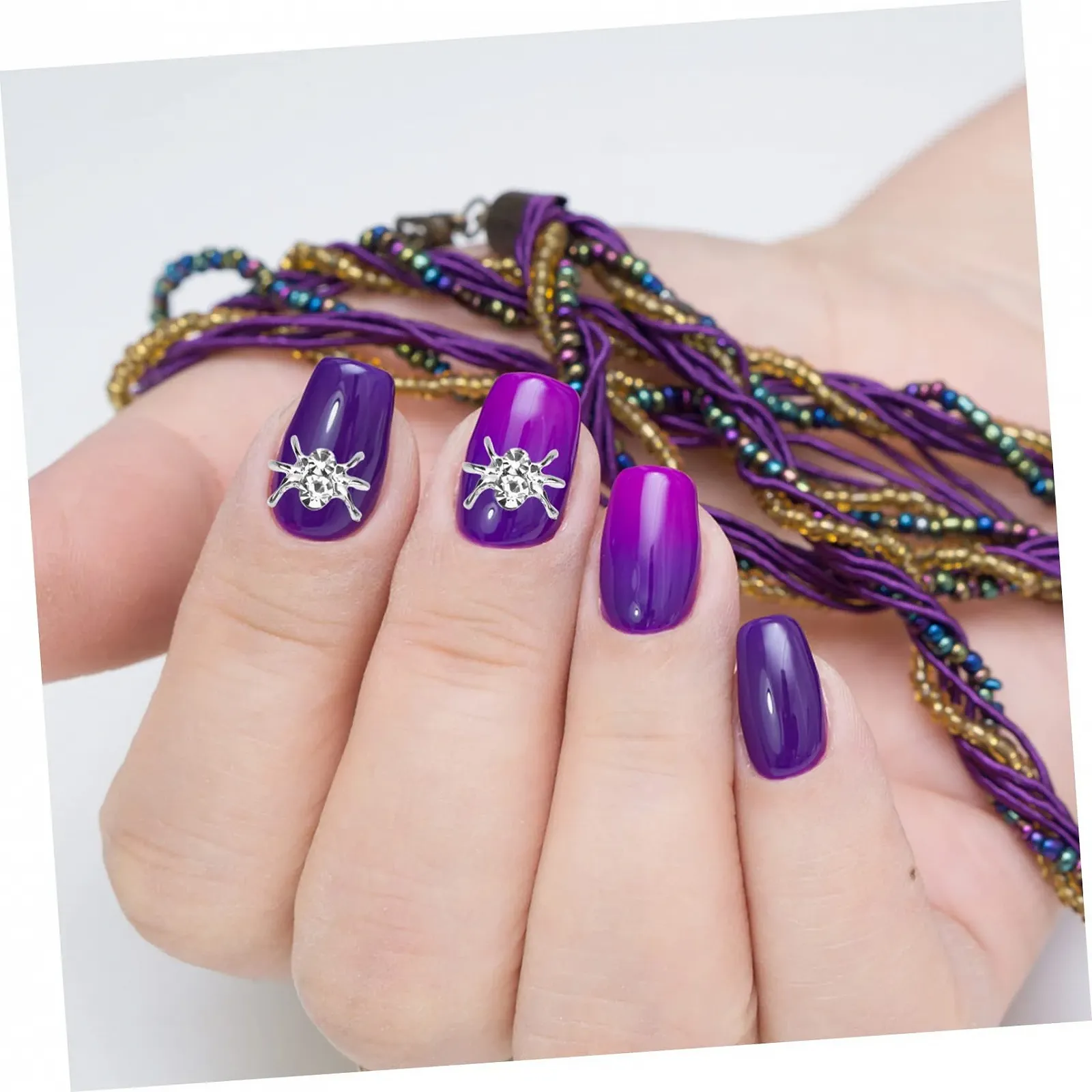 Украшение для маникюра Паук, 30 шт, серебряные бусины, фото №3