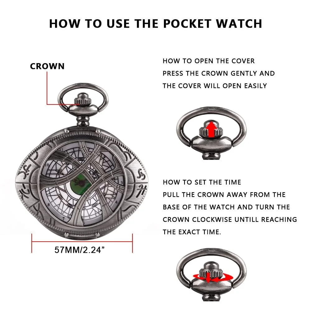 Кишеньковий годинник кварцовий з ланцюжком, Череп, Set-qz303-0720, фото №6