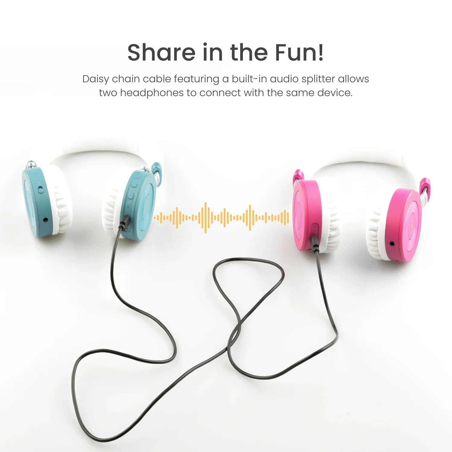 Комбіновані навушники Puro Sound Labs JuniorJam Plus з обмеженням гучності для дітей / Bluetooth 5.1 / 3.5 mm AUX / Обмеження гучності 85 дБ / Пасивне шумозаглушення / До 22 годин роботи / Рожеві, фото №4