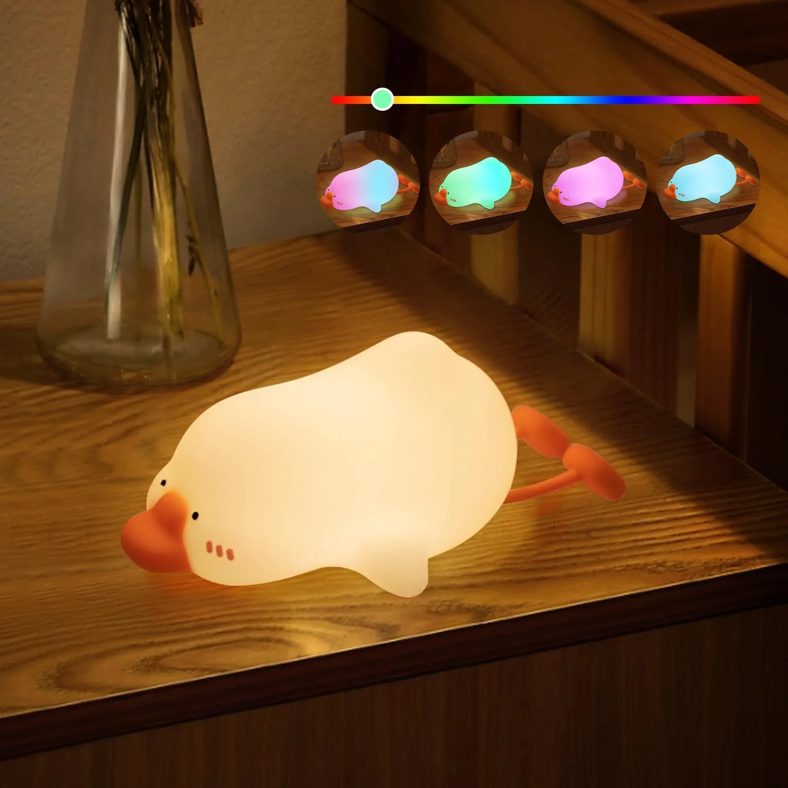 Нічник beek Гусак Силіконовий Акумуляторний Сенсорний LED з регулюванням яскравості Багатоколірний, фото №1