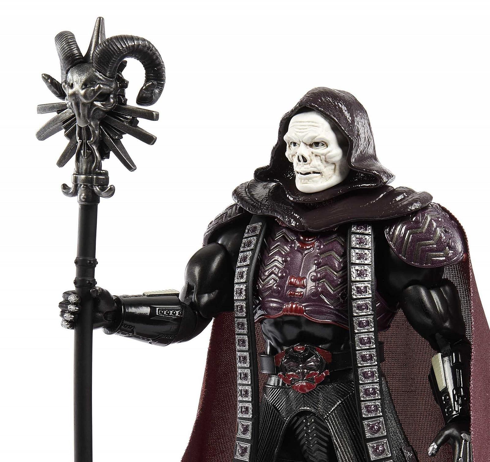 Фигурка Masters of the Universe Masterverse Скелетор, 30 подвижных суставов, 2 головы, 2 пары рук, меч, посох Хавока, космический ключ, фото №5