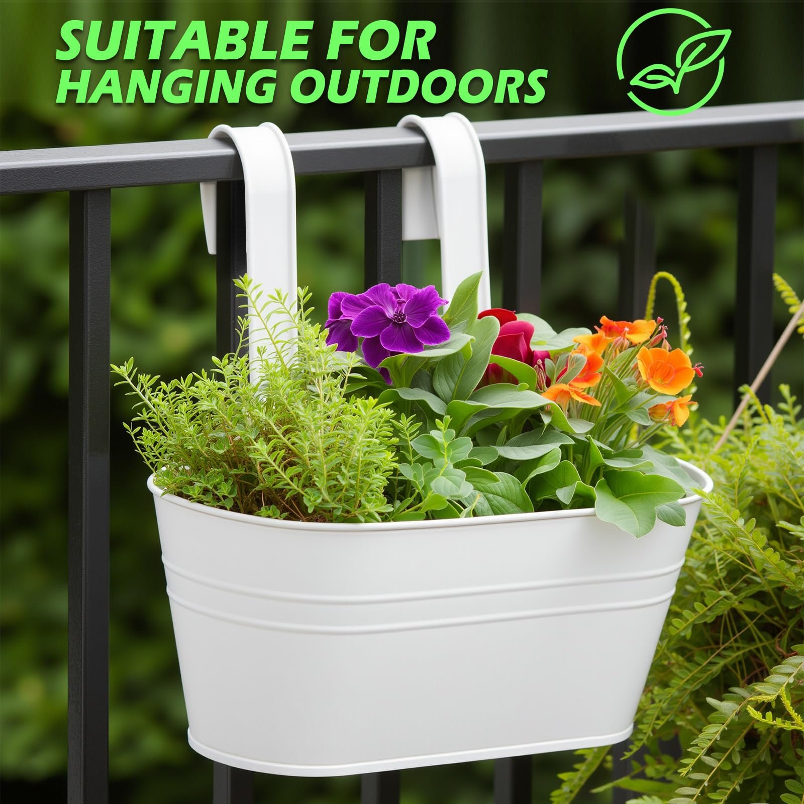 Кашпо металеві підвісні YedZen набір 4 шт 27,5 см білі, фото №2