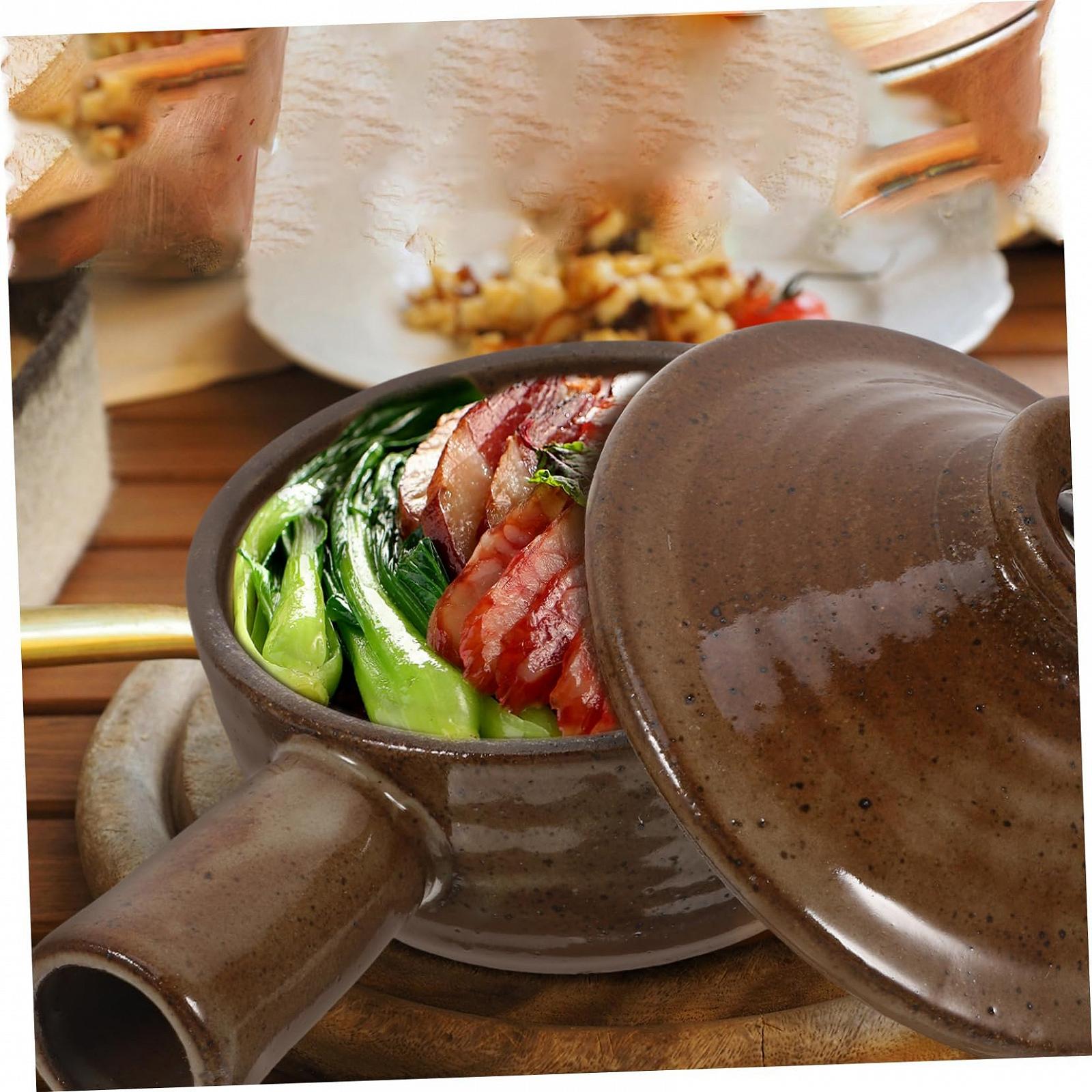 Ківш для тушкування Gatuida з гончарної кераміки з кришкою для мікрохвильової печі, фото №6