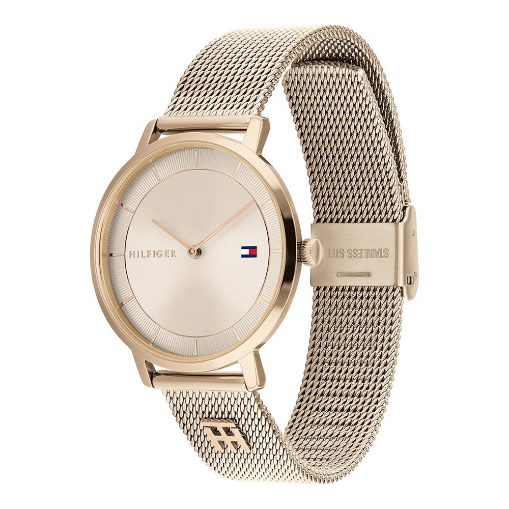 Аналоговые кварцевые часы Tommy Hilfiger для женщин с сетчатым браслетом из нержавеющей стали - Доступны в серебряном, золотом, розовом золоте или темно-синем цвете, фото №2