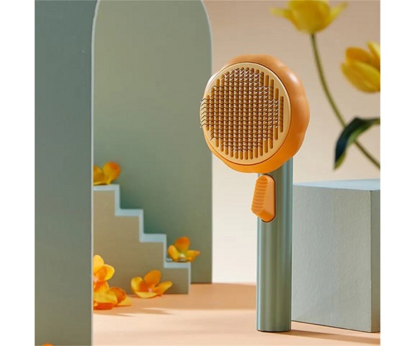 Розчіска для шерсті котів і собак з кнопкою Vailge PGB-A Помаранчево-зелений, фото №6