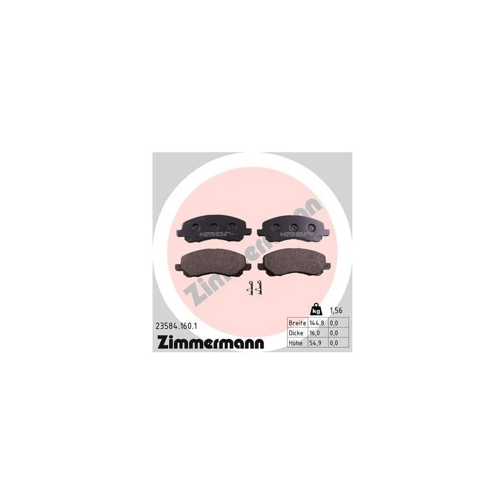 Комплект гальмівних колодок дискового гальма ZIMMERMANN 23584.160.1 для CHRYSLER DODGE PEUGEOT, фото №1 Комплект гальмівних колодок дискового гальма ZIMMERMANN 23584.160.1 для CHRYSLER DODGE PEUGEOT, фото №1