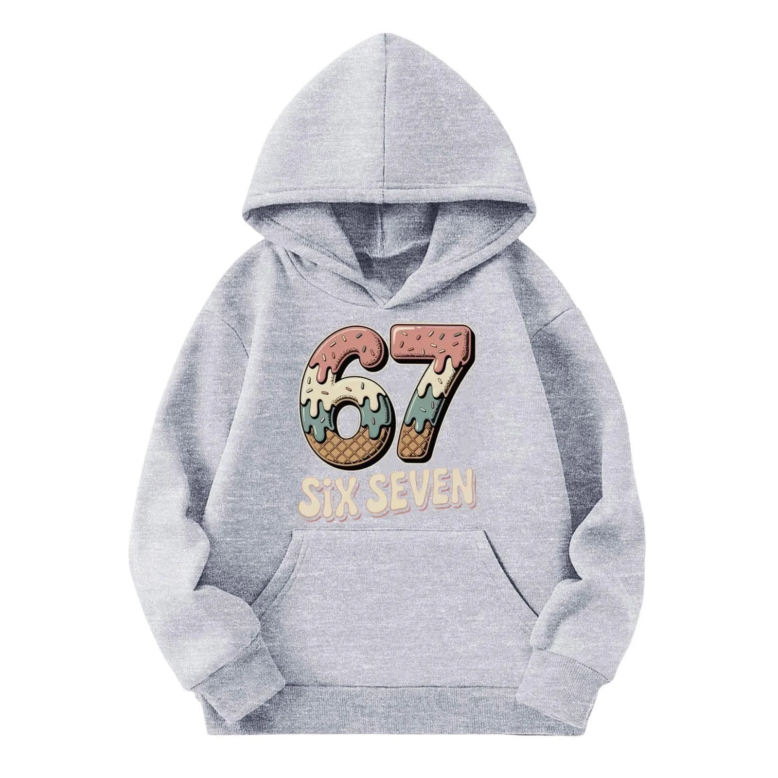 Худи Generisch Six Seven Oversize с длинными рукавами и капюшоном, забавный свитшот для девочек и мальчиков 6 7 Meme, детский унисекс-пуловер Harajuku, уличная одежда, фото №1