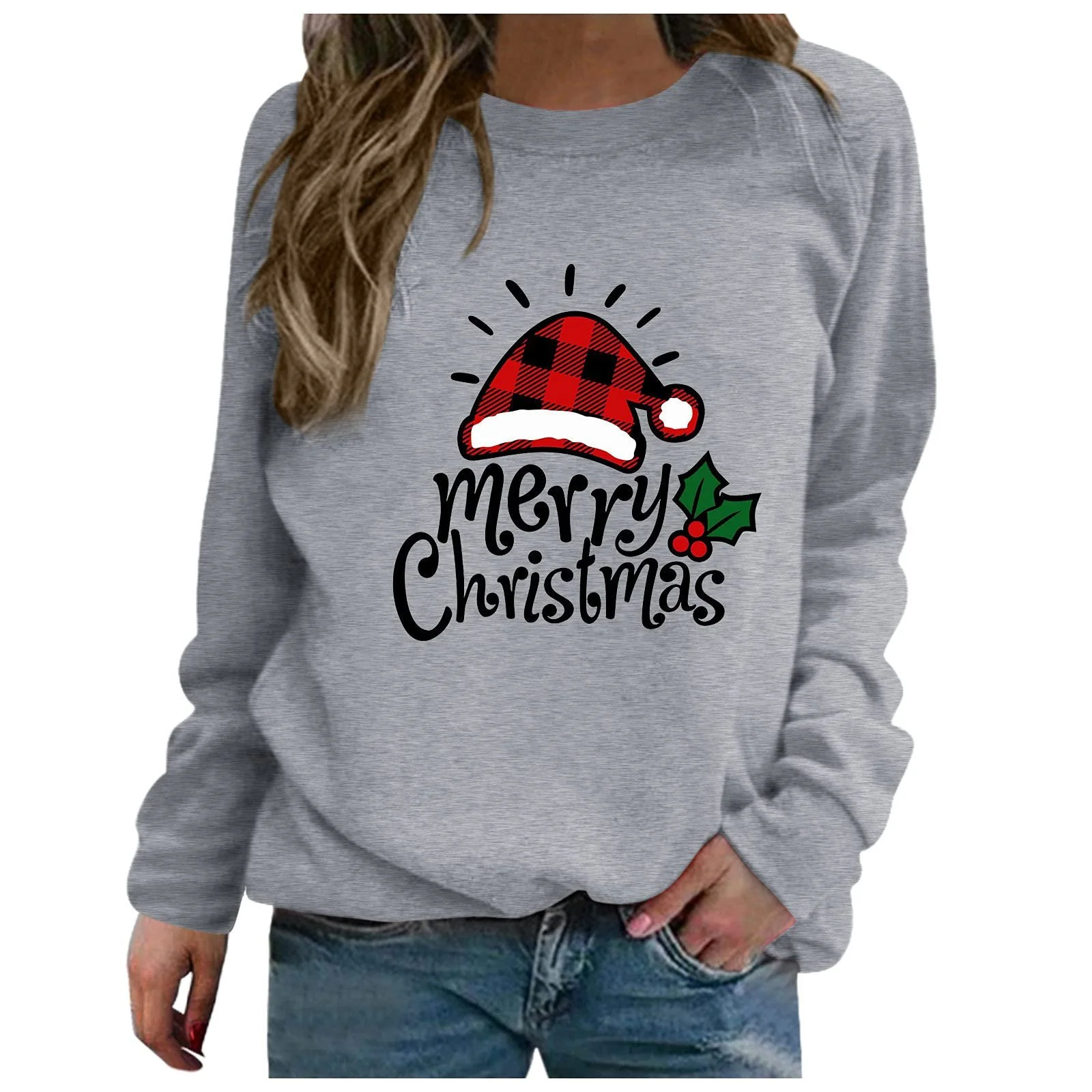 Джемпер с рождественским мотивом Женский рождественский джемпер Рождественский джемпер Зимний рождественский свитер Y2k Уродливый Женский джемпер Топы Большие размеры Хлопковая рождественская рубашка с длинным рукавом Рождественский наряд, фото №1