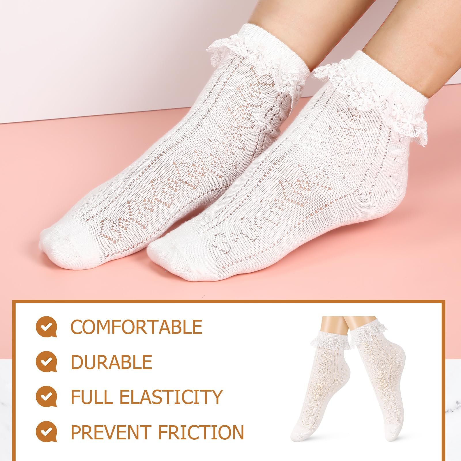 Носки Jadive Rueschen, носки до середины голени с рюшами, носки в стиле принцессы для женщин, 3 пары, фото №5