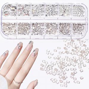 Стрази для нігтів Прозорі круглі квадратні прямокутні кристали прикраси - Фото 1