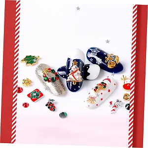 Украшения для маникюра FRCOLOR 3 шт. Рождественский дизайн Санта Снежинки и сплавные заклепки synthetic.ua - Фото 1