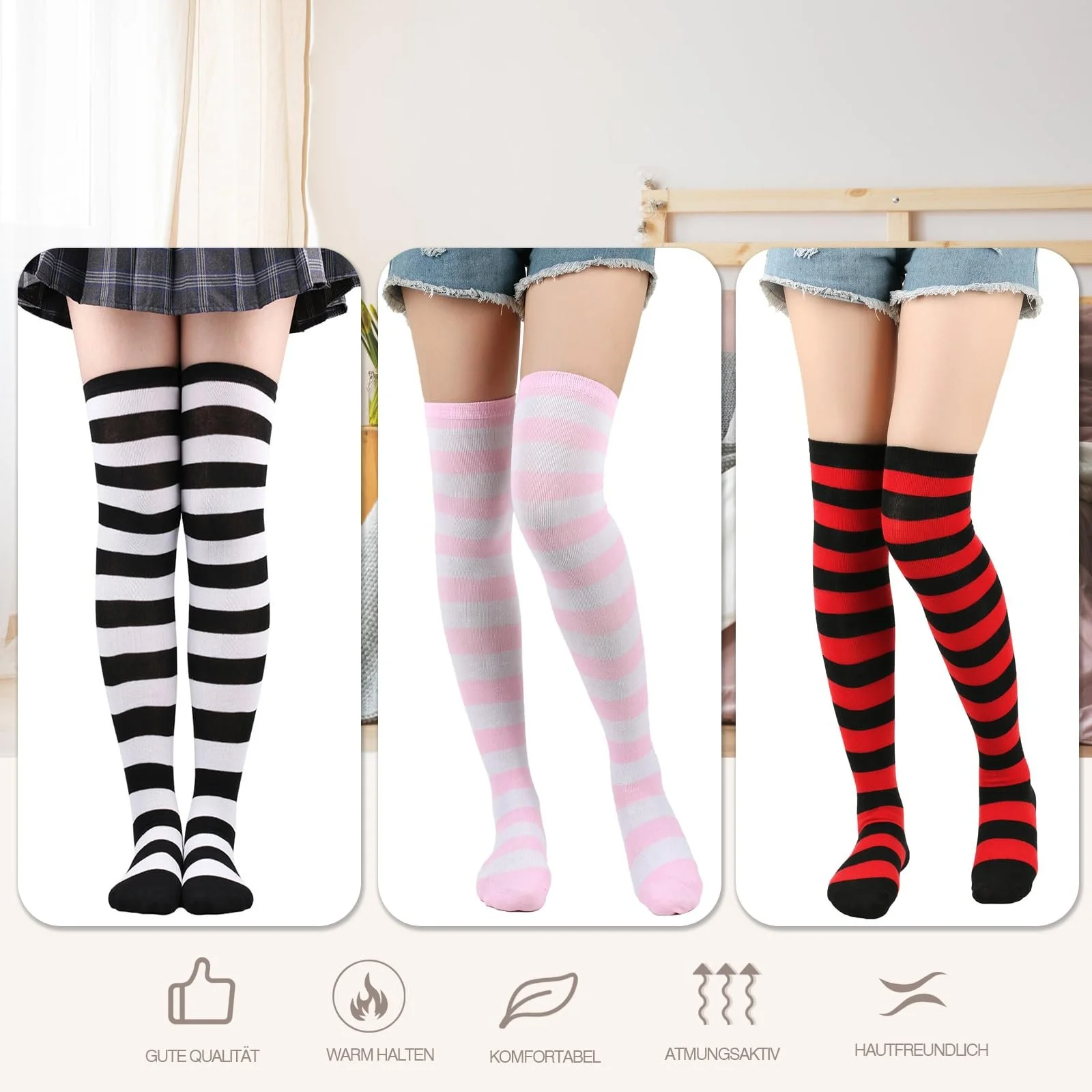 Гольфи ZOCONE Смугасті вище коліна 4 пари, фото №5