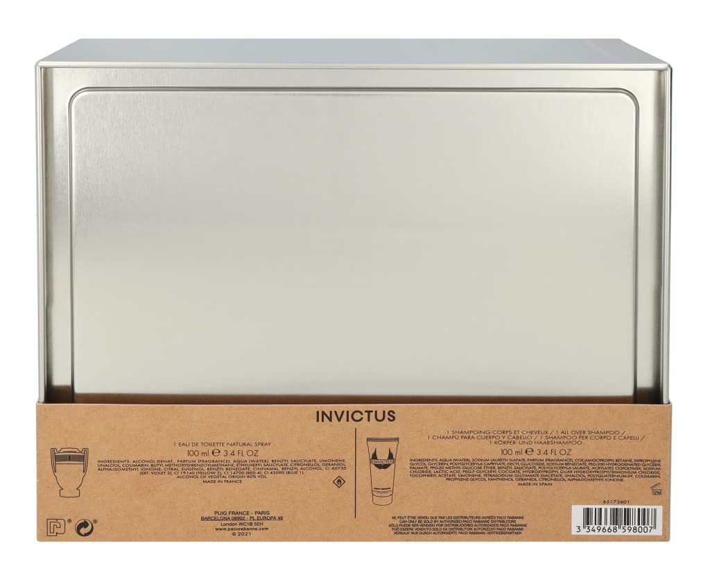 Подарочный набор Paco Rabanne Invictus Туалетная вода 100 мл - Гель для душа 100 мл белый, фото №4 Подарочный набор Paco Rabanne Invictus Туалетная вода 100 мл - Гель для душа 100 мл белый, фото №4