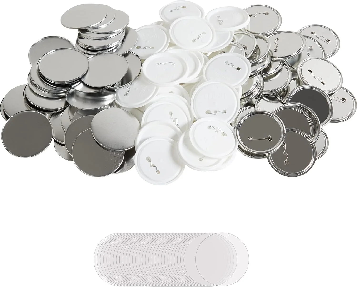 Набір деталей VEVOR 75мм для виготовлення круглих значків 100шт Срібний, фото №6
