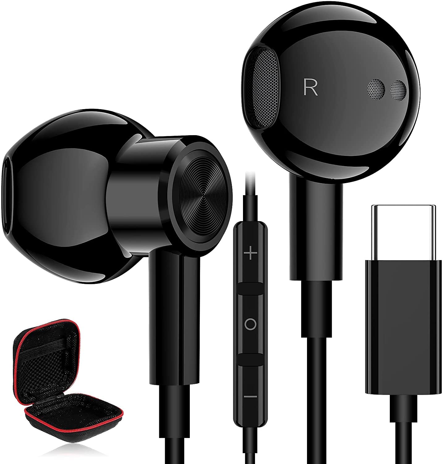 Наушники USB C для Samsung S24 Ultra A55 A35 A54 A34 S23 FE Ultra Внутриканальные с кабелем Магнитные наушники USB C с микрофоном для Poco X6 Pro Xiaomi 14 13T Pixel, фото №1
