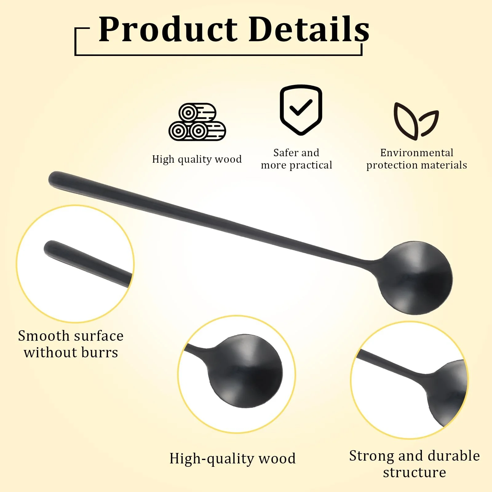 Ложка Типу Латте Мак’ято Nogeqi 17.5 см Чорний Матовий, Набір 4 шт., фото №3 Ложка Типу Латте Мак’ято Nogeqi 17.5 см Чорний Матовий, Набір 4 шт., фото №3