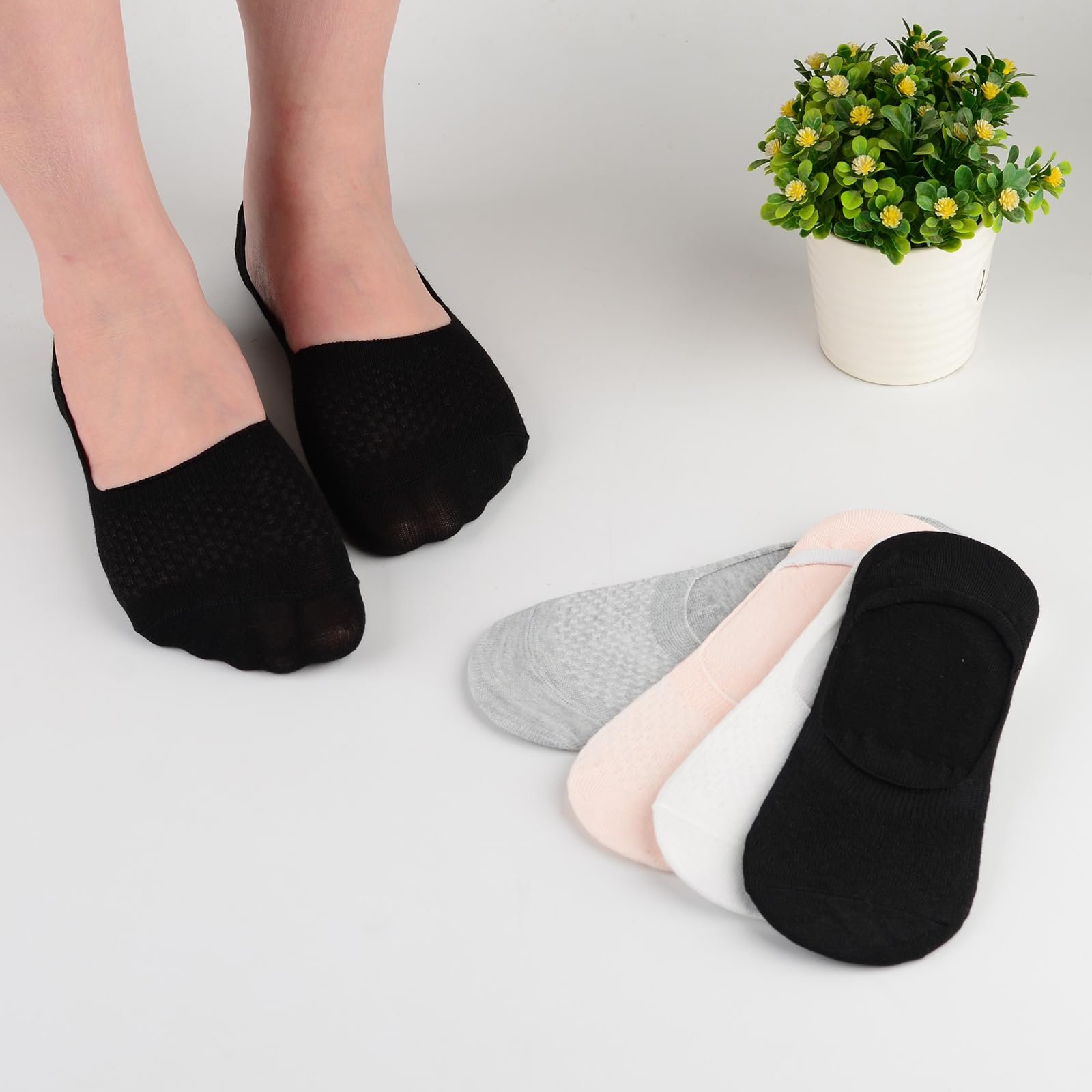 Женские носки Хлопок 35-40 Носки-невидимки Без логотипа Нескользящие с силиконовой накладкой, фото №7