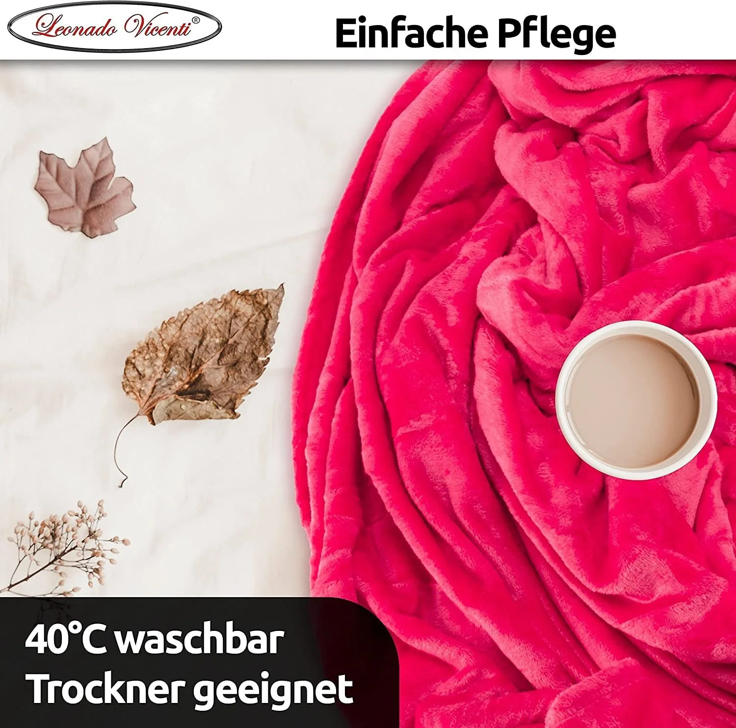 Покривало Leonado Vicenti Fluffy Cuddly 220 x 240 см Фланелева Однотонна Рожева, фото №4 Покривало Leonado Vicenti Fluffy Cuddly 220 x 240 см Фланелева Однотонна Рожева, фото №4