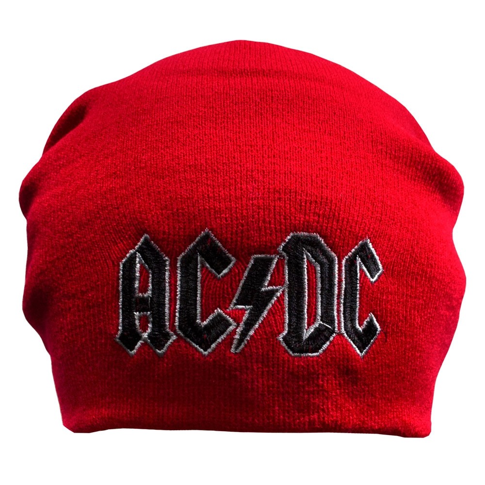 Шапка бини с вышивкой AC/DC Logo красная, фото №1