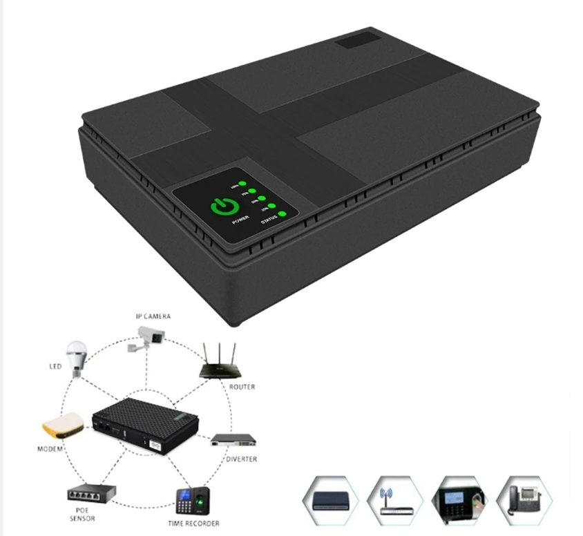 Джерело безперебійного живлення SSE UPS DC1018P для роутерів чорний, фото №4