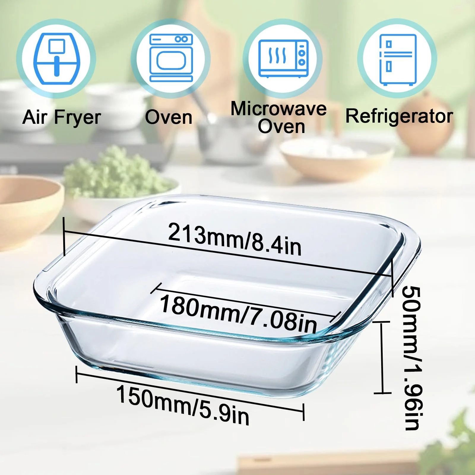 Форма для запекания WPPQWP Стеклянная Прозрачная 15 x 13 x 4 см 1.1 л, фото №2 Форма для запекания WPPQWP Стеклянная Прозрачная 15 x 13 x 4 см 1.1 л, фото №2