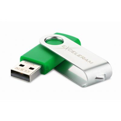 USB флеш-накопитель Exceleram 16gb P1 Series Silver/Green USB 2.0 EXP1U2SIGR16, фото №2