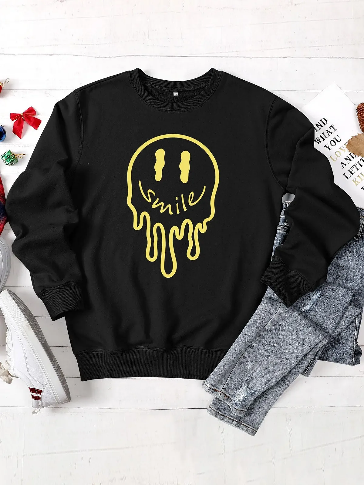 Женский Свитшот Dresswel Осень-Зима Круглый вырез Длинный рукав Принт Smile Хлопок, фото №2 Женский Свитшот Dresswel Осень-Зима Круглый вырез Длинный рукав Принт Smile Хлопок, фото №2