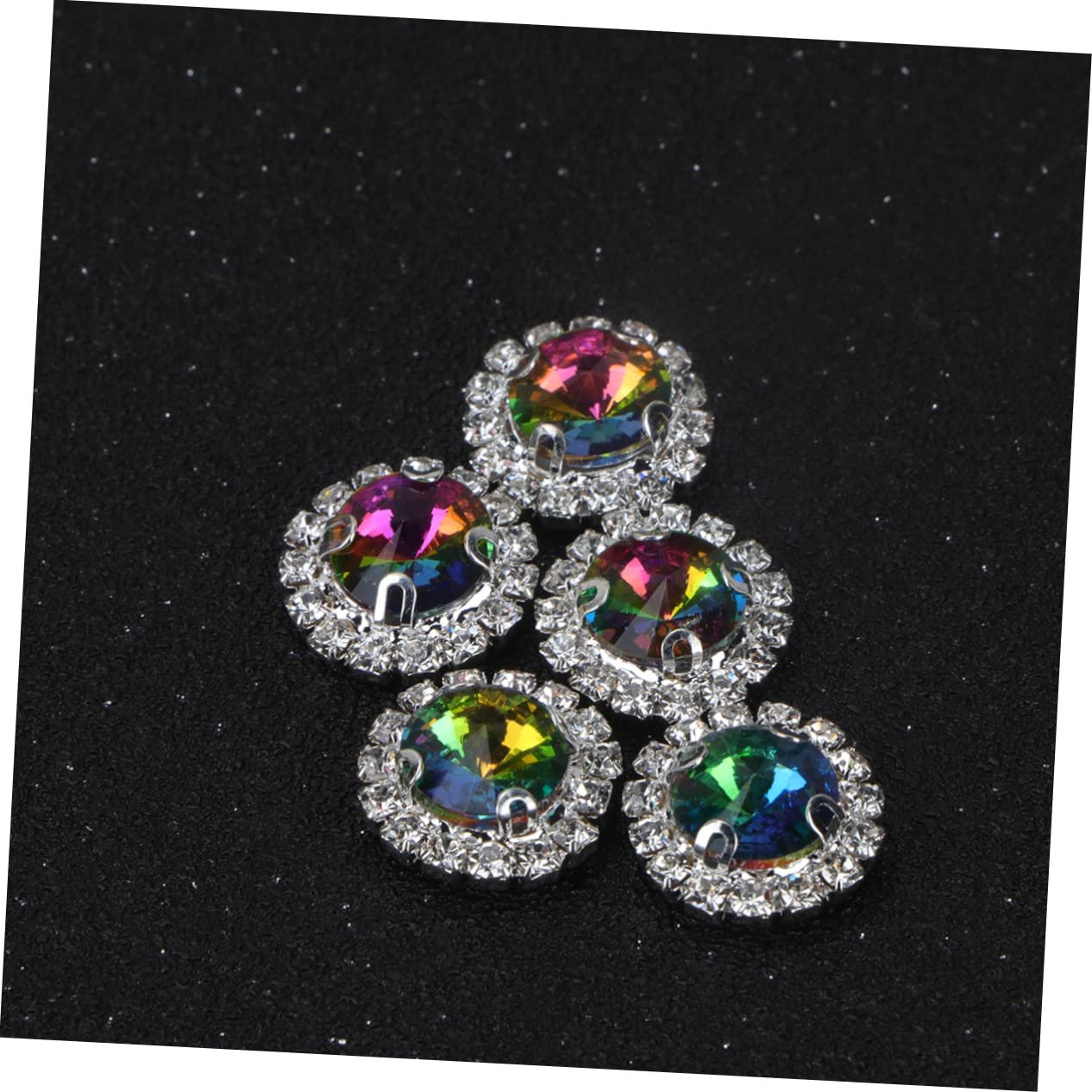 Стразы Плоские Operitacx Круглые Радужные 40 шт для рукоделия, свадебных и праздничных украшений, изготовления ювелирных изделий, чехлов для телефонов, скрапбукинга и прочего, фото №3