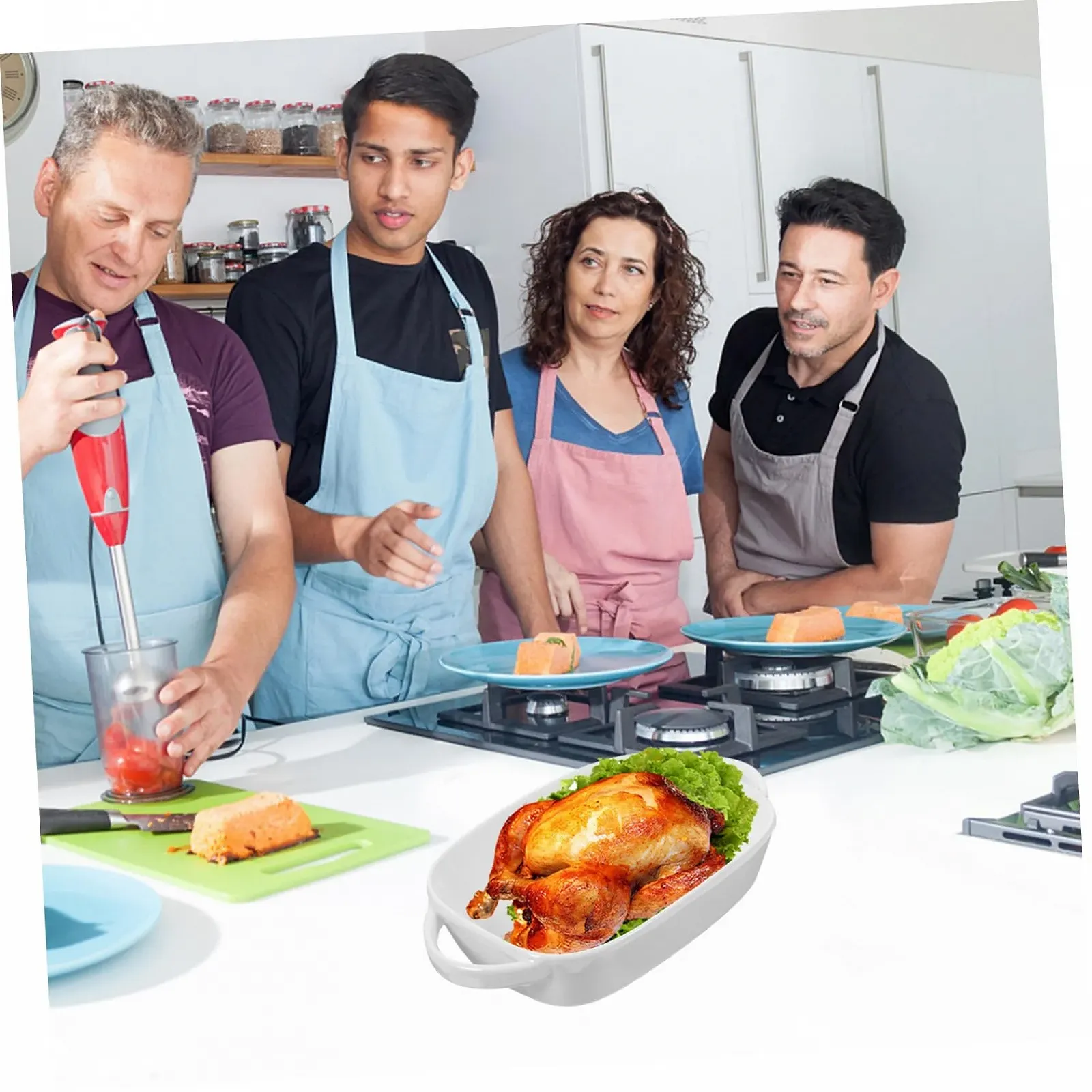 Противень OUNONA Керамический Прямоугольный с двумя ручками Термостойкий, фото №2