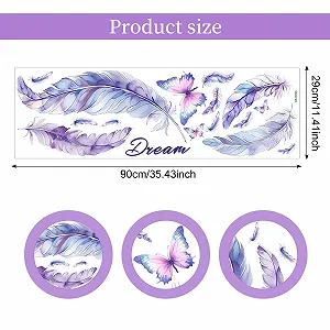 Наклейка на стіну Пір'я та Метелики Самоклеюча Фіолетова synthetic.ua - Фото 1