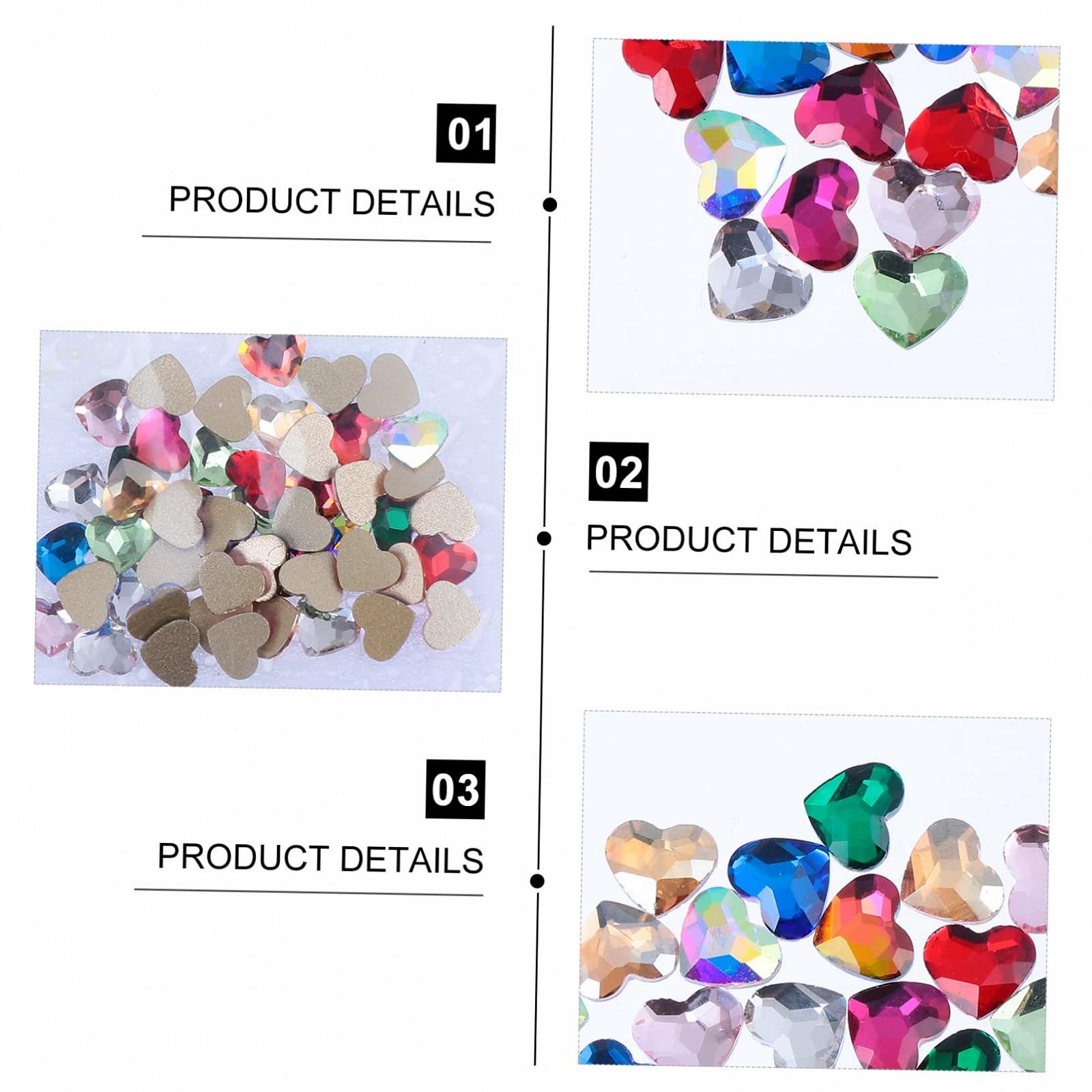 Стразы для ногтей FOMIYES 150шт Форма сердца Плоская задняя часть Разноцветные украшения для маникюра и творческих поделок, фото №2