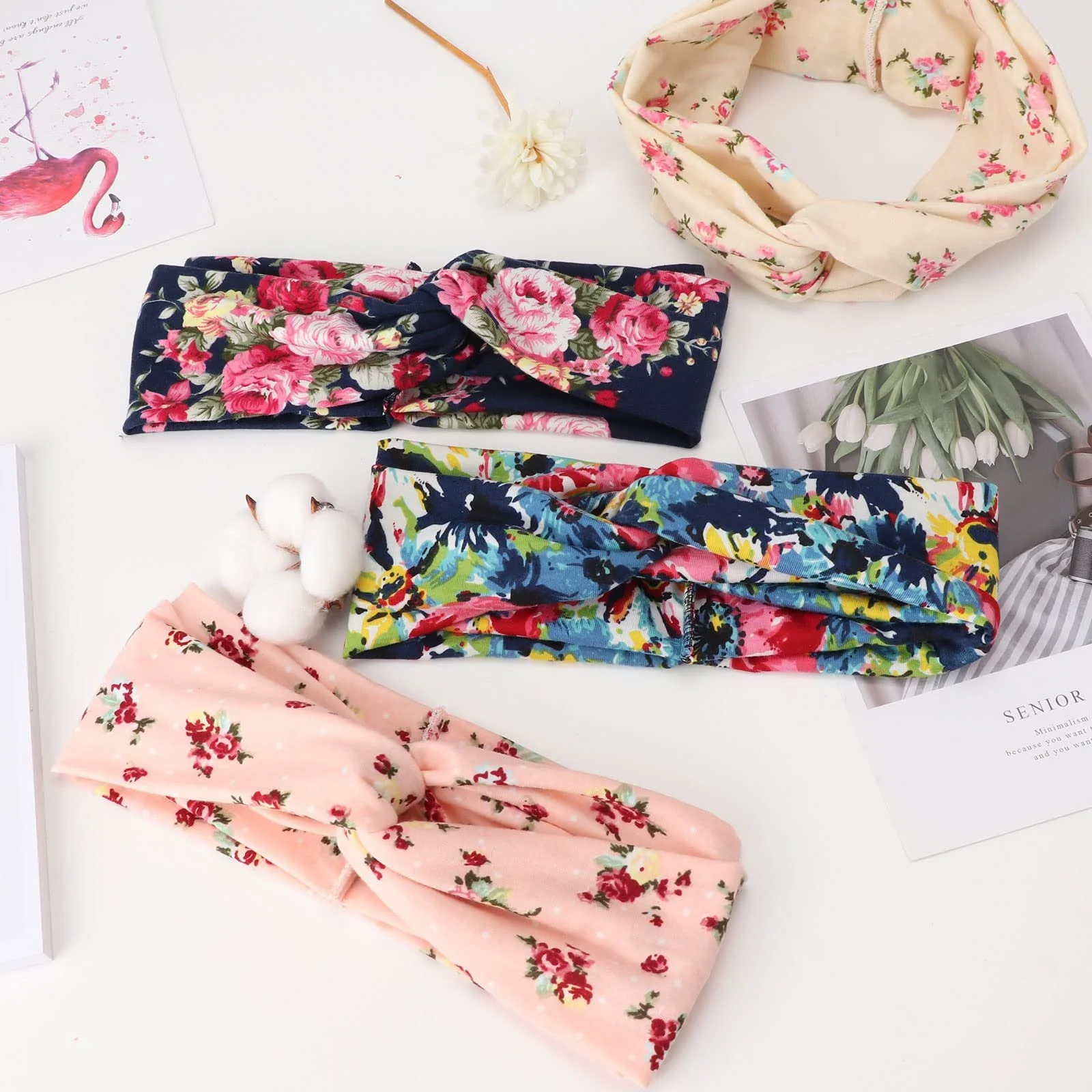 Пов'язка на голову DRESHOW, набір з 4 штук, еластична м'яка, фото №5