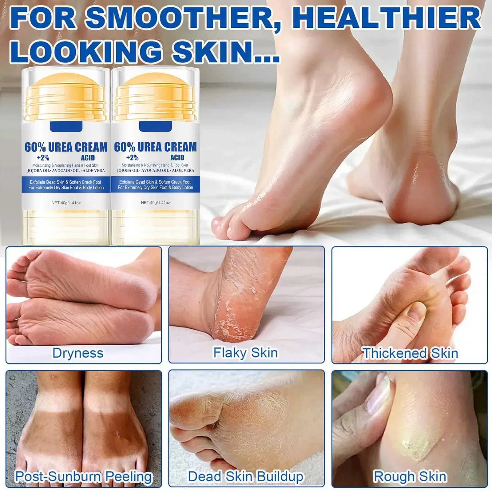 Крем-стик для ног 2025 Hydrating and Anti-Cracking с мочевиной 60% Aloe Vera 2 шт., фото №3