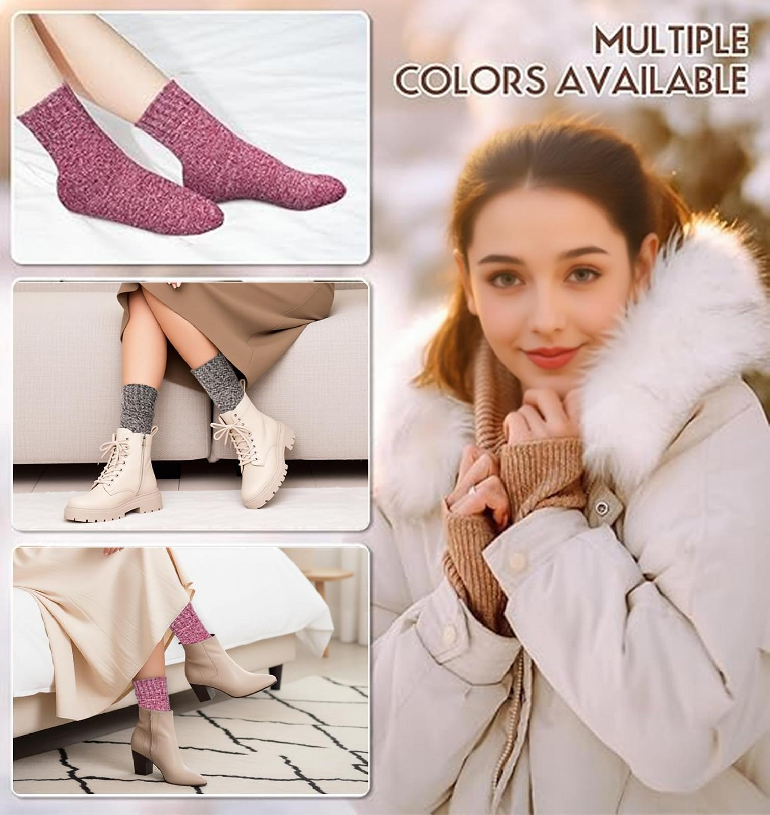 Носки YSense Вязаные из шерсти 5 пар Зимние Женские Термоноски Синий / Зеленый / Розовый / Оранжевый / Красный, фото №3