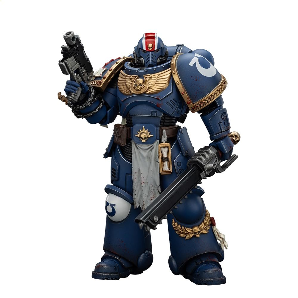 Экшн-фигурка JOYTOY Warhammer 40k Space Marine 1/18, лейтенант Тит Ультрамаринов, коллекционное издание, 12,7 см, фото №1